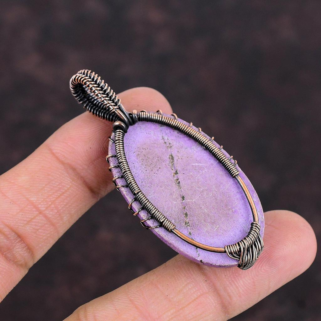 Подвеска из пурпурита «Дерево жизни», подвеска из медной проволоки, подвеска ручной работы, дизайнерское ювелирное изделие из меди, подарок для нее, ювелирное изделие из драгоценных камней с проволочной обмоткой