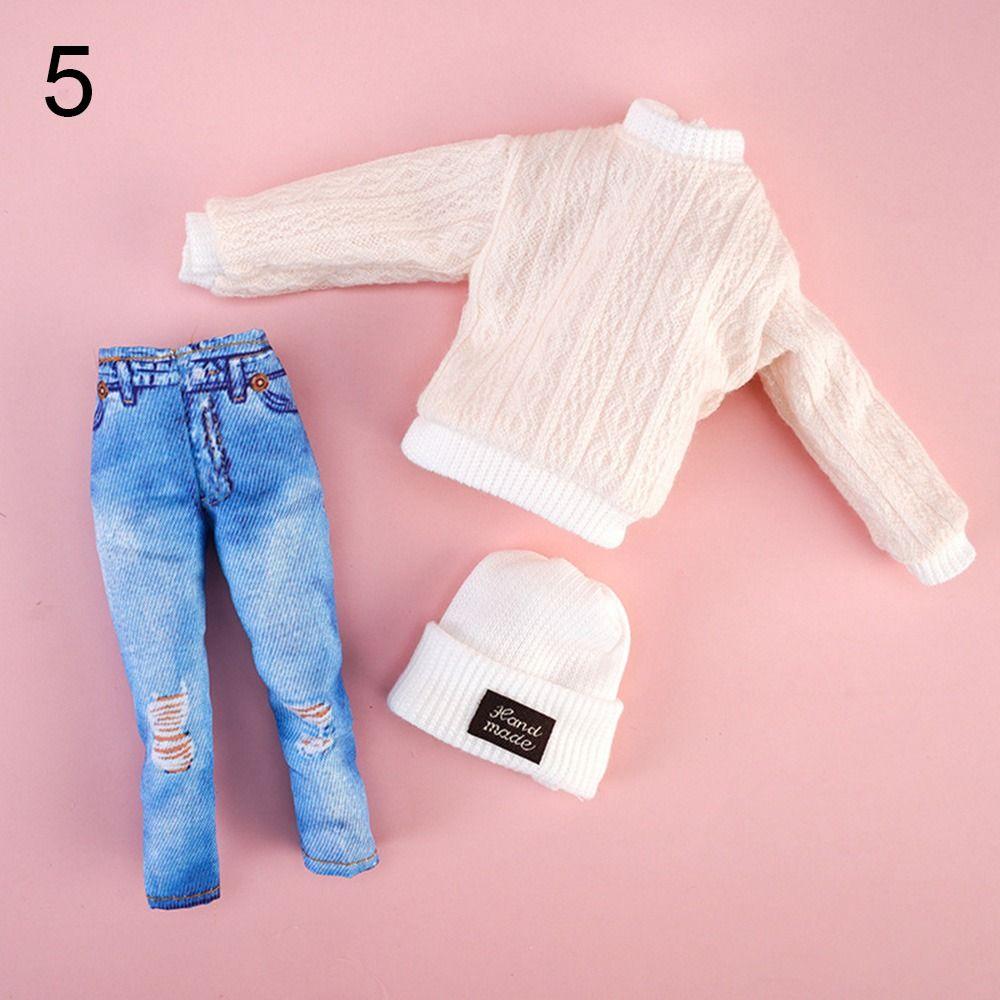 1 Set Fashion DIY Kids Gift Toy Casual Wear Hats Dolls Pants Girl Clothes Winter Wear Sweaters