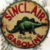 Винтажная жестяная вывеска Sinclair Gasoline с динозавром Ретро Металлическое настенное украшение Гараж Мужская берлога Сельский Бар