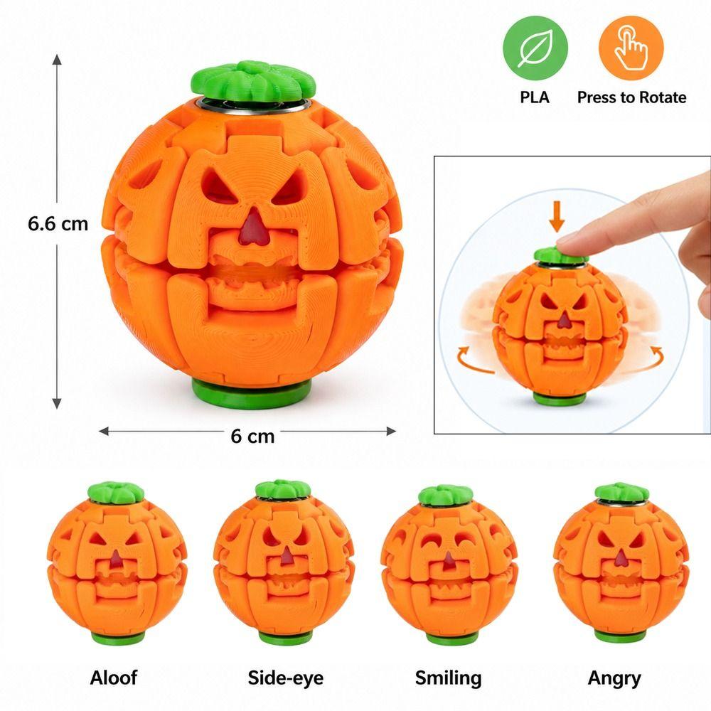 Rotating Structure Pumpkin Spinner Ball 3D Printed PLA Press Spinner Toy Desktop Fidget Toy