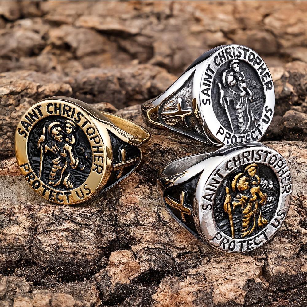 Винтажное кольцо из титановой стали Архангел для мужчин, прочное, стильное ювелирное изделие, подарок для мужчин