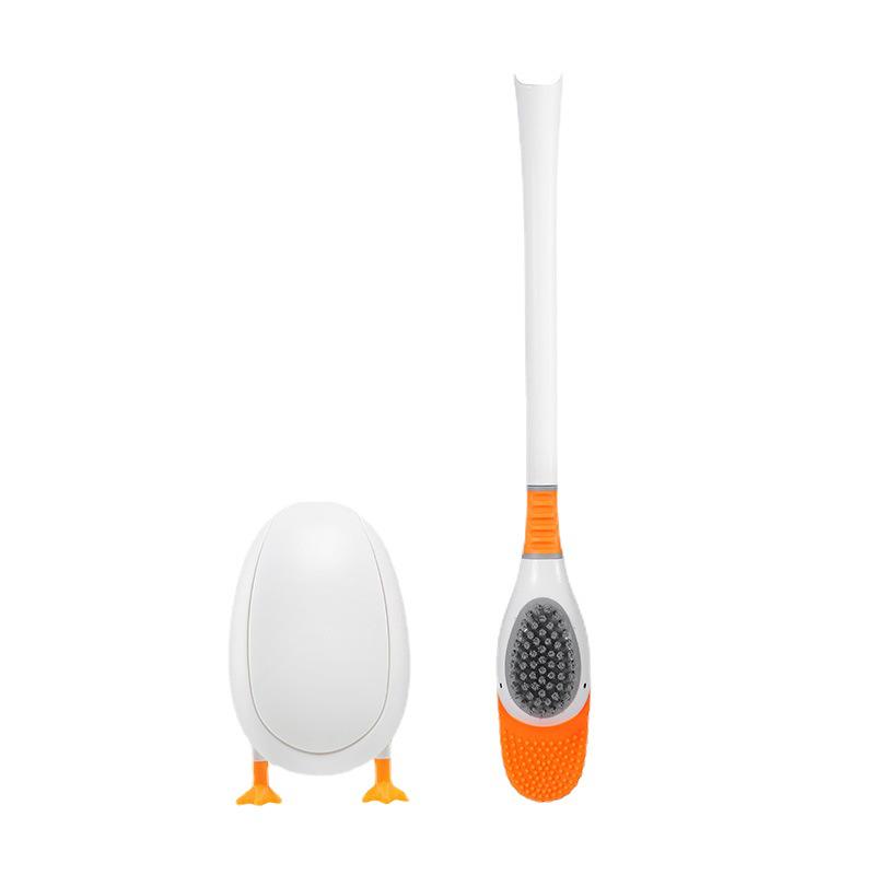 Silicone Duck Toilet Brush - Wall-Mount, No-Punch Design for Bathroom Cleaning