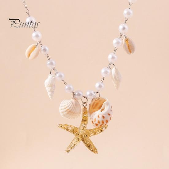 Ожерелье в виде морской звезды, потрясающее ожерелье из искусственного жемчуга, универсальные пляжные украшения, модное минималистичное ожерелье тонкой работы