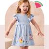 Летнее Новое Платье для Девочек Стиль Вышивка Принцесса Узор Детское Платье Принцессы Круглый Вырез Детское Платье