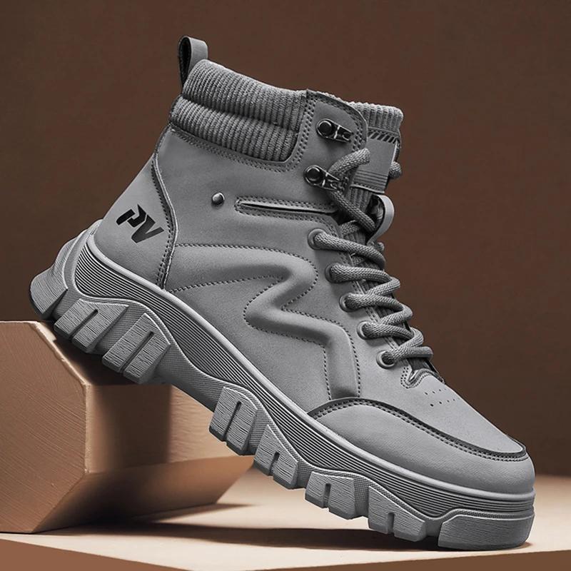 Ботильоны Мотоциклетные ботинки Обувь Мужская Кроссовки Спорт и отдых на открытом воздухе Толстая подошва Повседневная обувь Модные мокасины Новые