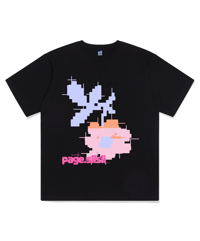 PAGESIISII Футболка Thakoon с цветочным принтом, короткий рукав, черная