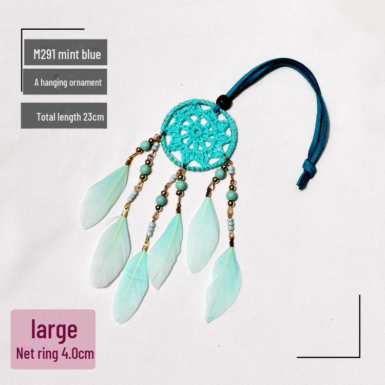 Wind Chime Feather Dream Catcher Pendant - Handcrafted Ornament for Home & Car Decor M291