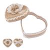 Кольцо в форме сердца Подарочная коробка Льняная отделка Вязаное милое украшение для ювелирных изделий Брошь Серьги
