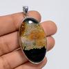 Splendid Top Grade Qualite 100% Natural Ocean Jasper Oval Shape Ethnic Style Handmade Jewelry 925 Steling Silver Plated Pendant 2" WSJ-5005