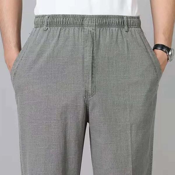 WTEMPO XL-5XL Весна Лето Осень Зима Однотонные Повседневные Длинные Брюки Мужские Хлопково-Льняные Эластичные Средняя Посадка Большой Размер Дышащие Свободные Карманы Брюки