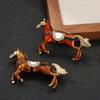 1Pc Horse Brooch Vintage Diamond Inlaid Gift Zinc Alloy Exquisite Vintage Cloth Decoration
