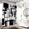 1pc Black and White Abstract Geometry Shower Curtain,with 12 Hooks,Machine Washable, for Shower Partition and Privacy Protecti