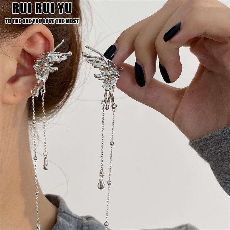 QQs новые серьги-клипсы с крыльями ангела, манжеты для ушей-бабочки, длинные серьги с кисточками без серег для пирсинга, модные ювелирные изделия, подарки