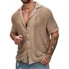 2024 Mens Casual Knitted Cardigan Summer Cool Hollow Short-Sleeved Shirts Men's Shirt Solid Color Men's Top