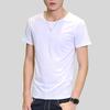 Summer Men T-shirt Round Neck V Neck Short Sleeve Solid Color Soft Breathable Thin Pullover Slim Fit Simple Style Casual Men Top