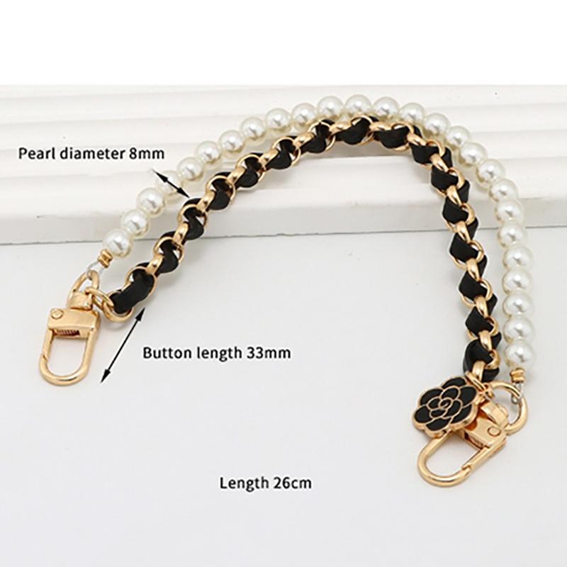 26Cm Pearl Purse Chain Short Handle Replacement Bag Chain Strap Metal Shoulder Chain Handbag Chain Accessories For Purse Bags