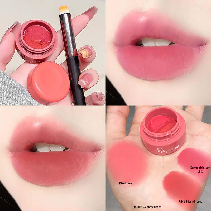 CAPPUVINI Двухцветный матовый тинт-крем для губ и щек с эффектом мягкого фокуса