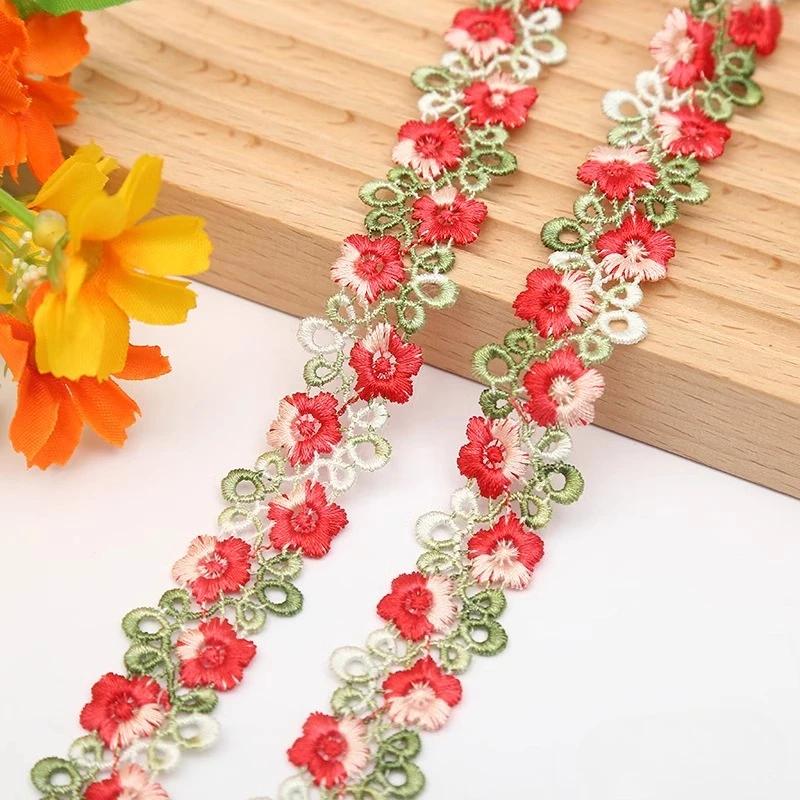 2CM Width Flower Lace Fabric Floral Embroidery Ribbon DIY Sewing Garment Applique Decor Accessories 2cm Lace Trim Crafts