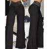 Women's Hollow Waistband Pants with A Slightly Flared Style, High Waisted Casual Wide Leg Pants