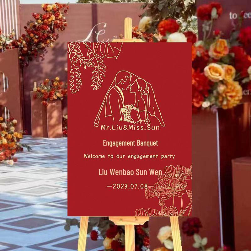 Индивидуальная свадебная церемония Приветственный знак: Направленный декор для помолвки с водным фоном