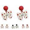 1 Pair Cute Elegant Women Earrings Faux Pearl Bow Knot Drop