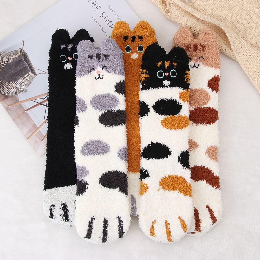 gift Fluffy Thickening Plush Sleep Bed Sock Floor Socks Cashmere Sox Coral velvet socks Paw pattern