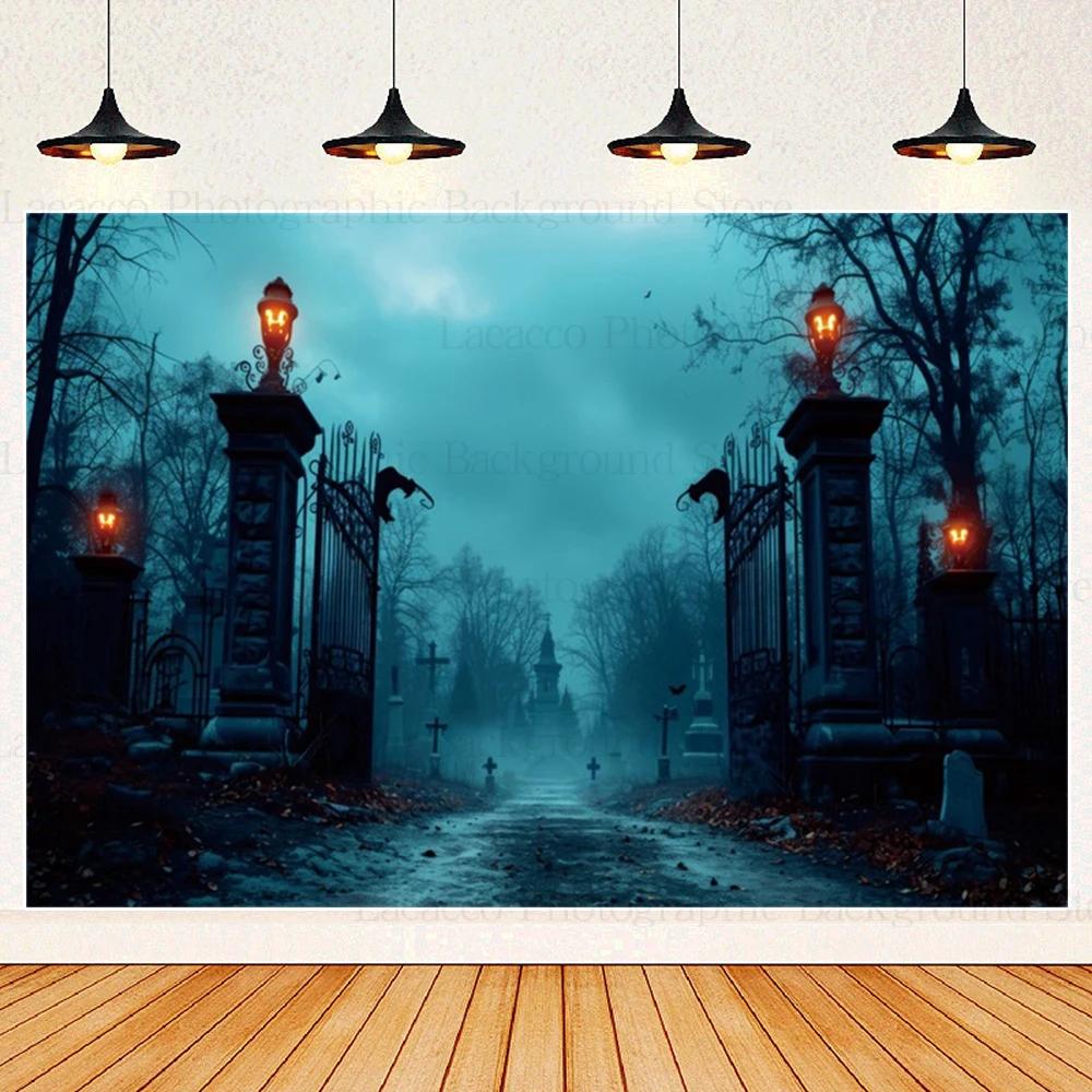 Graveyard Skull Background Ghosts 2025 Halloween Party Horror Night Theme Wall Decoration Banner Baby Backdrop Studio Photo Prop