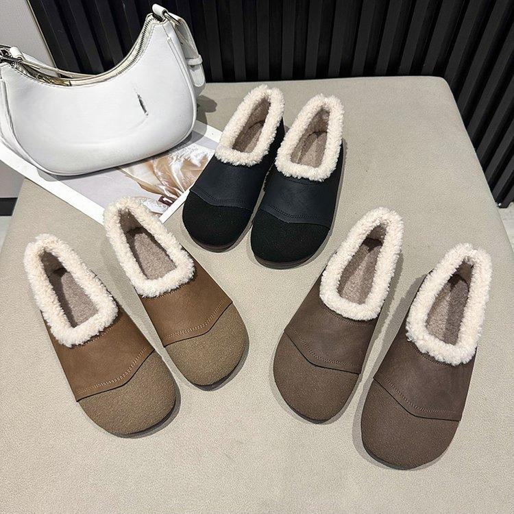 Зимние женские меховые тапочки, водонепроницаемые, теплые, семейные, для дома, на толстой платформе, удобные, простые, плоские туфли 2024