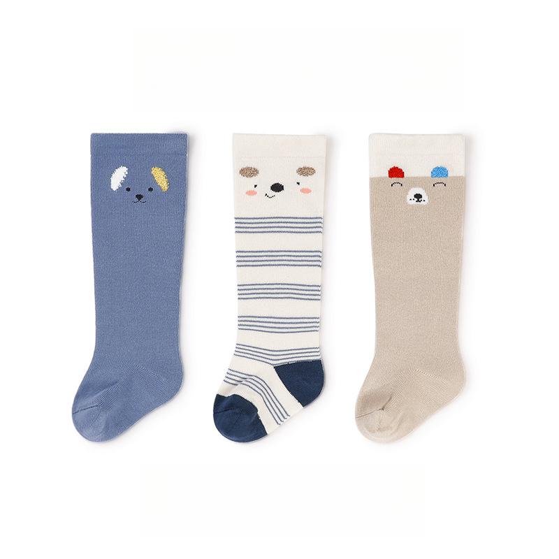 3 пары/лот Детские гольфы до колена Детские для девочек и мальчиков Мягкие хлопковые длинные носки Милые испанские полосатые однотонные детские носки для 0-3 лет