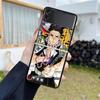 Роскошный чехол для Samsung Galaxy Z Flip 4 3 5G Черные жесткие ПК чехлы для телефона Модная задняя крышка ZFlip Funda Demon Slayer Аниме Чехол