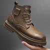 FashionLeather Fashion High Top Walking Shoes Men Classic Male Comfortable Motorcycle Boots Luxury Brand Men's Outdoor Ankle Boots
