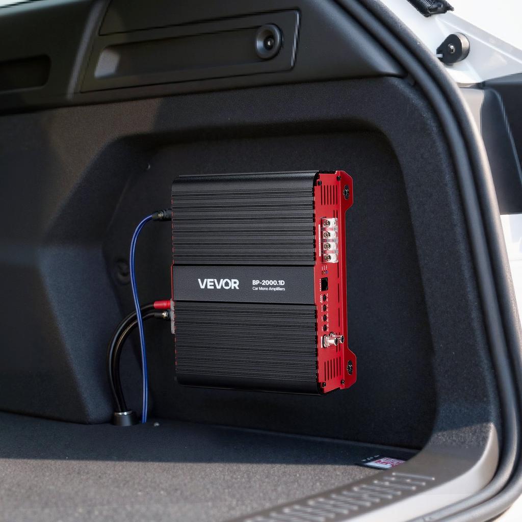 VEVOR Monoblock Car Amplifier, 2000W RMS MAX, 1/2/4 Ohm Stable, 1-Channel Class D Car Audio Amplifier with Remote Subwoofer Level Control