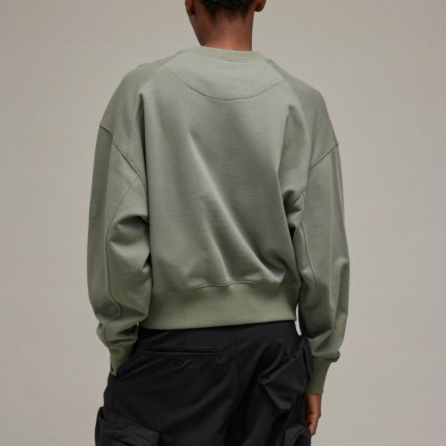 Adidas Solid Color Pullover Crew Neck Loose Long Sleeve Sweatshirt Women Tops Gray-Green IP7678