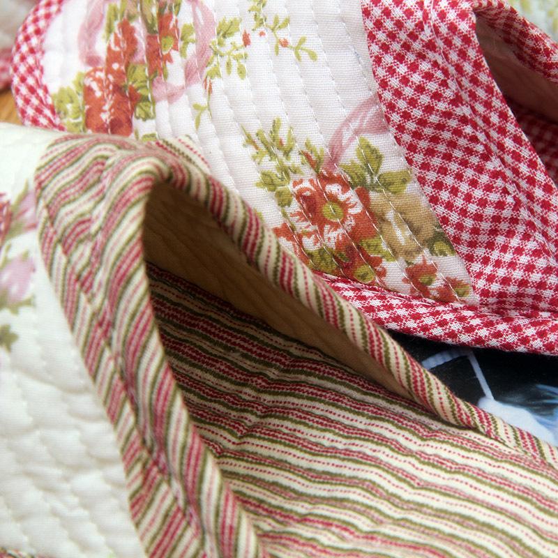 Пасторальные женские стеганые хлопковые тапочки: Мягкие, Бесшумные, Дышащие, С закрытым носком, Тонкая подошва