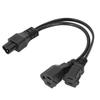 Y Splitter Power Cord Extension 30cm IEC320 C6 Male To NEMA 5‑15R+1‑15R Female C6 To 1‑15R+5‑15R