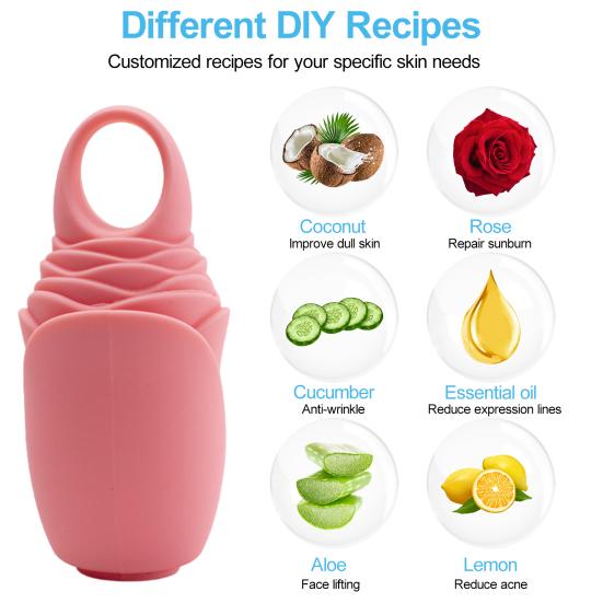 Ice Mold Reusable Rose Shape Silicone Ice Roller Ergonomic Design Skin Care Ice Cube Face Roller for Women