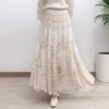 Dimanaf 2025 New Holiday Skirt Women Knitting Lace Long Solid Hollow Out Sexy Hollow Summer Style Basic Dress