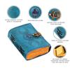 Handmade Antique Deckle Edge Paper Leather Diary, A5 Leather Diary with Blue Stone, Embossed Triple Moon, Antique Buckle Closure Journal
