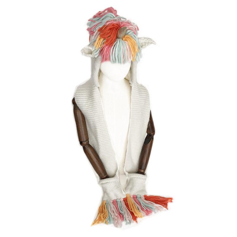 Cute Colorful Unicorn Hats For Kids Cozy Knitted Capes Handmade Scarves Winter Accessories