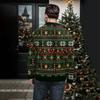 Men's Christmas Cotton Pullover Long Sleeve Outdoor Shirt Vintage Corduroy Button Stand Collar Shirt Casual Sweatshirt Christmas Print Top