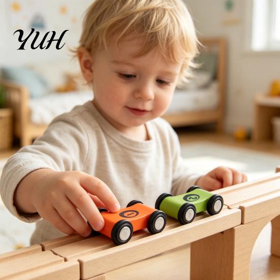 Educational Learning Toys for Kids Wooden Mini Race Car Toddlers, Pull Back Vehicle with Number Safe Solid Wood Preschool Vehicles Cognition, Hand-Eye