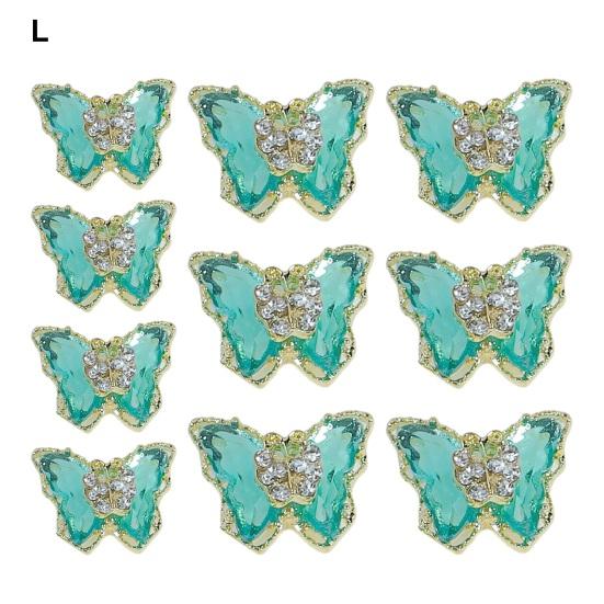 10 шт., ювелирные изделия для ногтей с бабочками, двухслойные сверкающие стразы, привлекательные украшения для дизайна ногтей, женские аксессуары