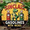 Металлический Плакат Настенное Искусство Sinclair Dino Бензиновый Знак Ретро Декор Гаража