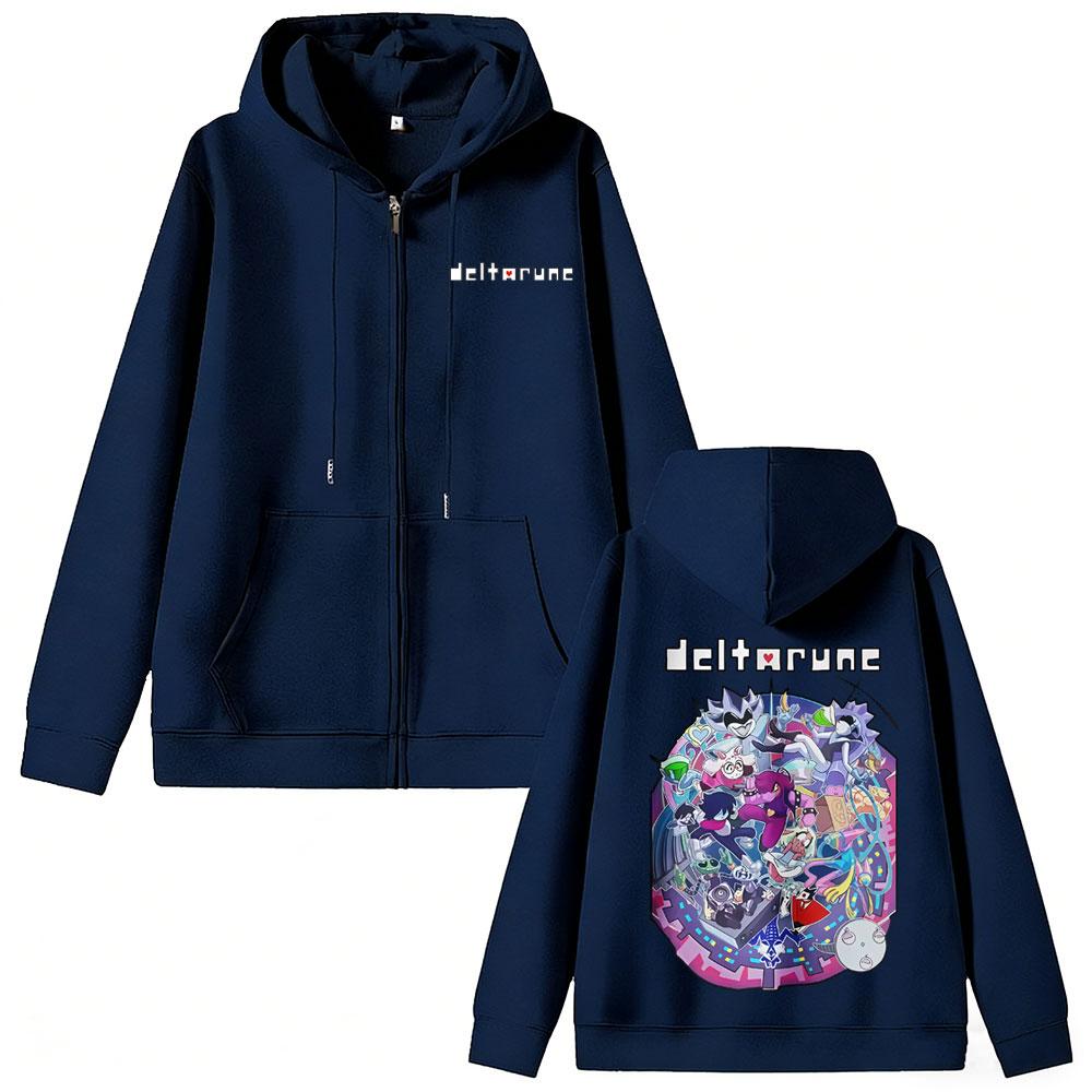 Смешная Игра Deltarune Мерч Худи на Молнии Мужская Женская Одежда Аниме Юмор Оверсайз Уличная Одежда Куртка на Молнии