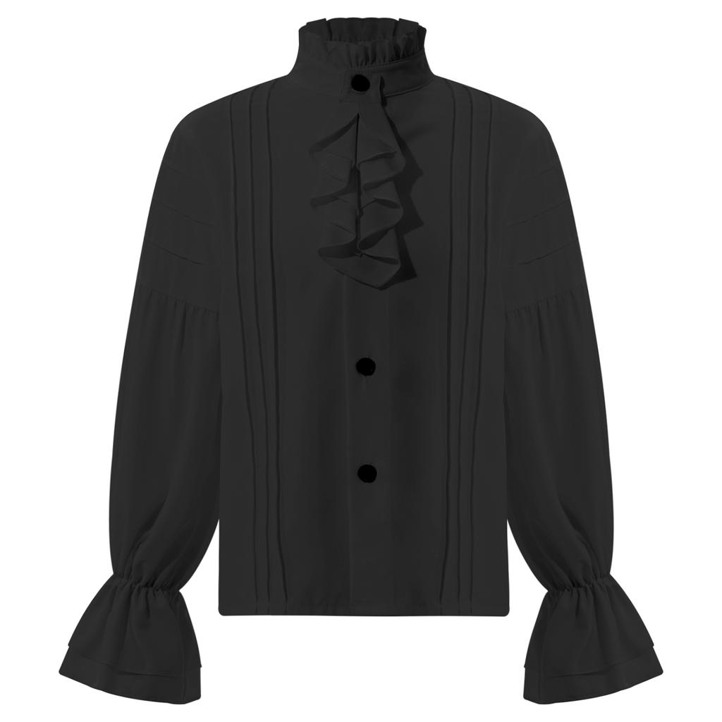 Kids Renaissance Medieval Victorian Vintage Retro Shirt Pirate Shirt Long Sleeve Ruffle Frill Trim Shirt Cosplay Costume