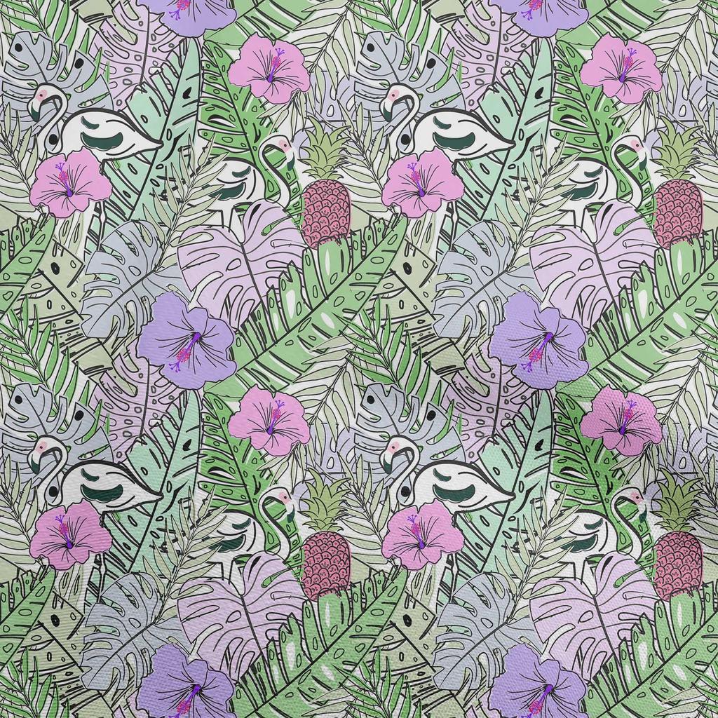 oneOone Cotton Flex Dusty Teal Green Fabric Tropical Flamingo Sewing Fabric By The Yard Printed Diy Clothing Sewing Supplies 40 Inch