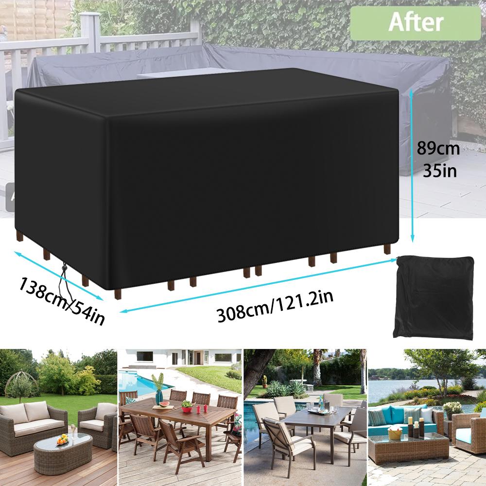Garden Furniture Cover, Heavy-duty Rectangular Patio Furniture Cover, 210D Oxford UV Windproof Garden Table Cover