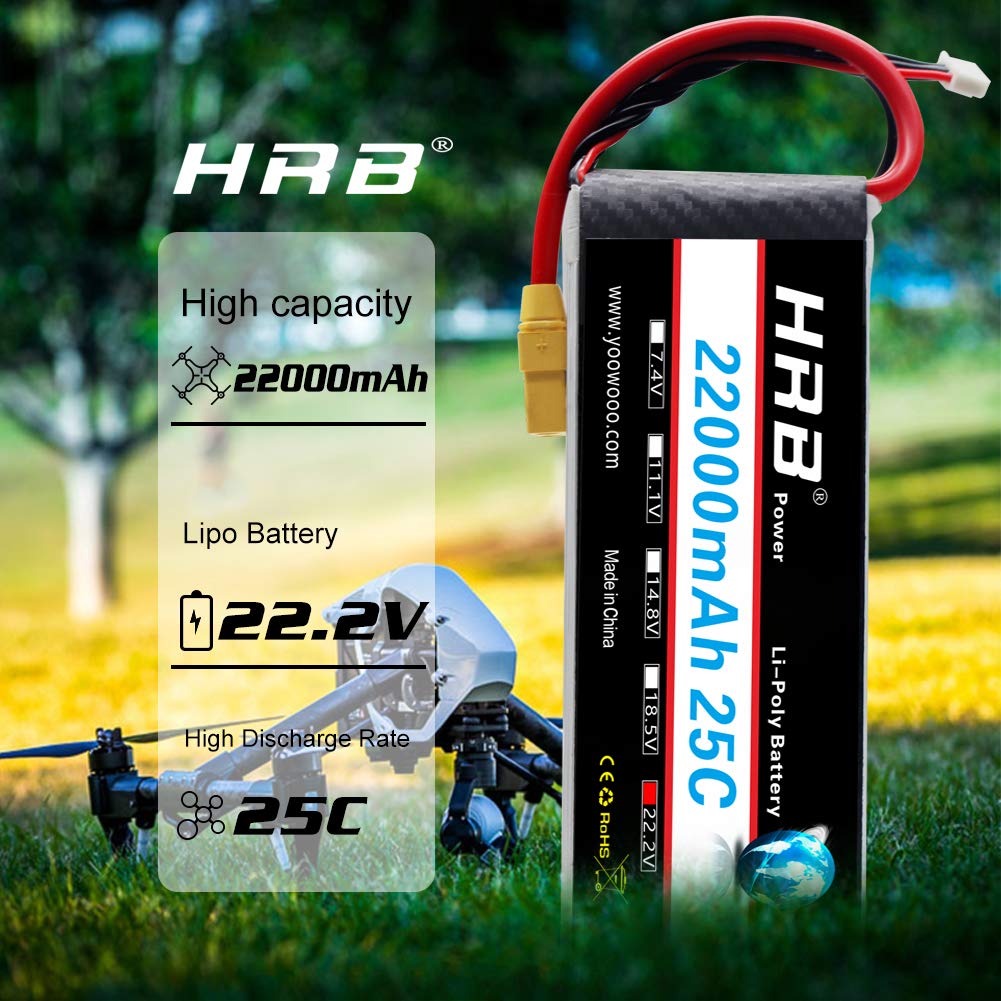 HRB Lipo Pack 22.2v 6s 22000mAh 25C XT90-S Plug for DJI S800 S900 S1000 + UAV E1200 Plant Protector