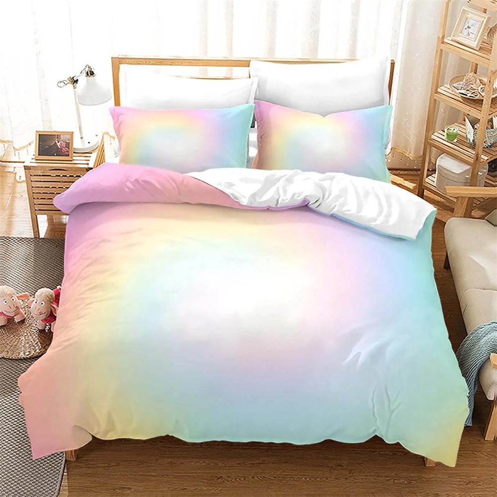Rainbow Gradient Cloud Duvet Cover Collection Colorful Print Bedding Collection For Girls Women Bedroom Decorative Bedspread
