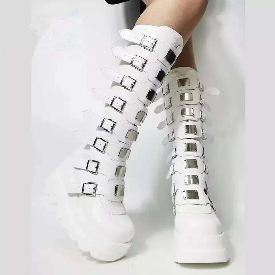 Long Boots Women Gothic Shoes Platform Knee High Boots Punk Black Sexy Motorcycles Boots New Halloween Cosplay Women Boots